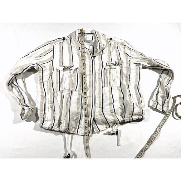 Womens Rails Rowen Linen Rayon Blend Button Pockets Jacket Coco Stripe Sz S - Picture 6 of 11